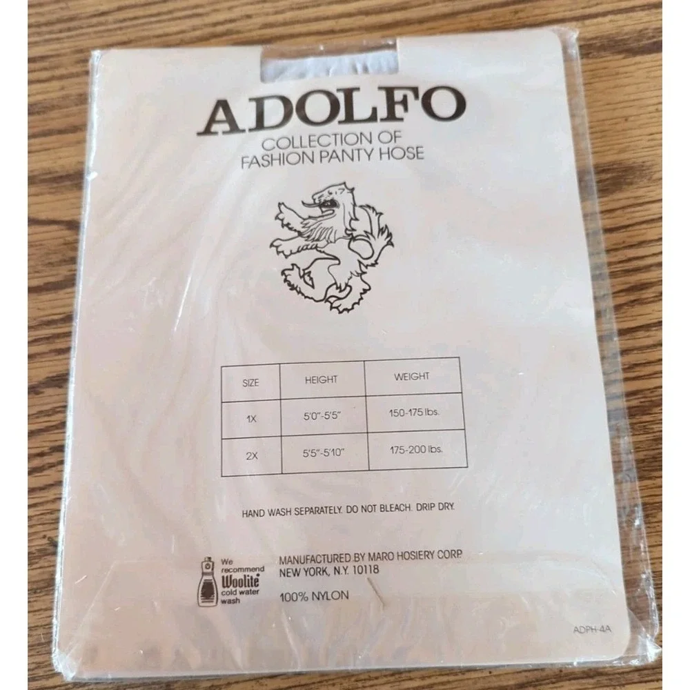 NEW Vintage Adolfo Queen Size 1x Ice Gray Pantyhose‎ Sheer